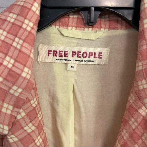 Free People Oversized Olivia Gingham blazer light academia size XS preppy - Picture 8 of 11
